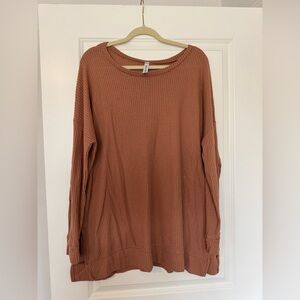 Zenana Outfitters Terracotta Waffle Knit Sweatshirt